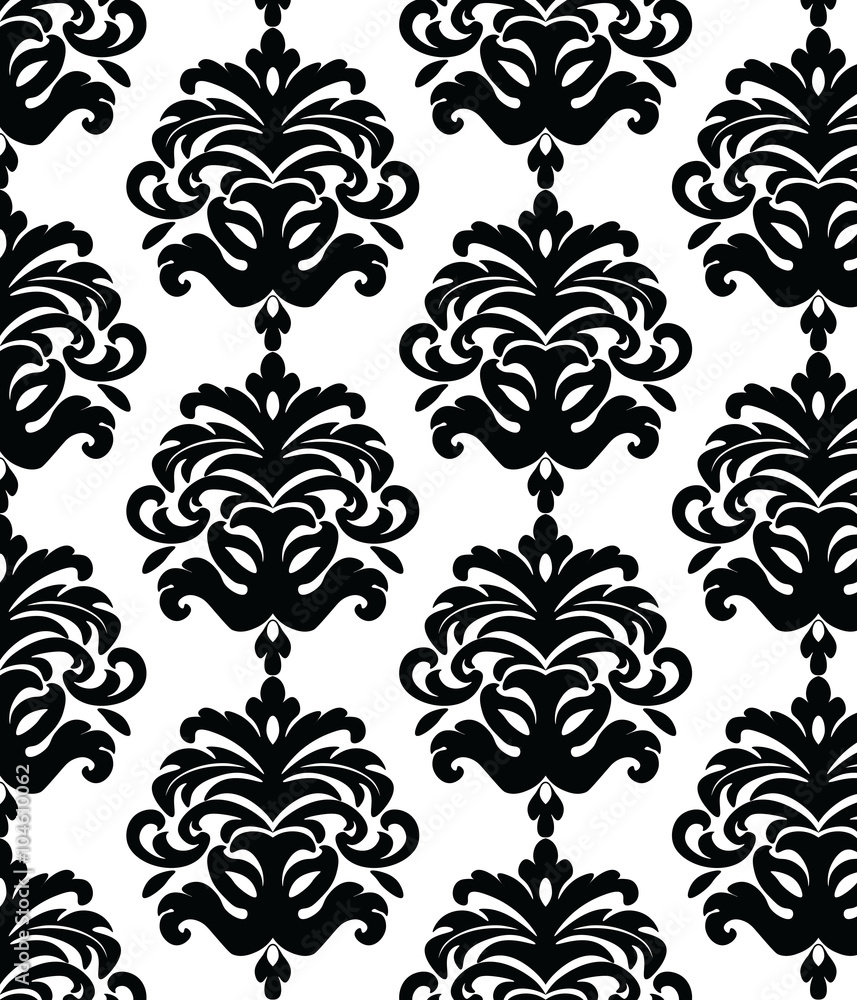 Classic style floral ornament pattern in black. Vector Classic style floral ornament pattern in black. Vector