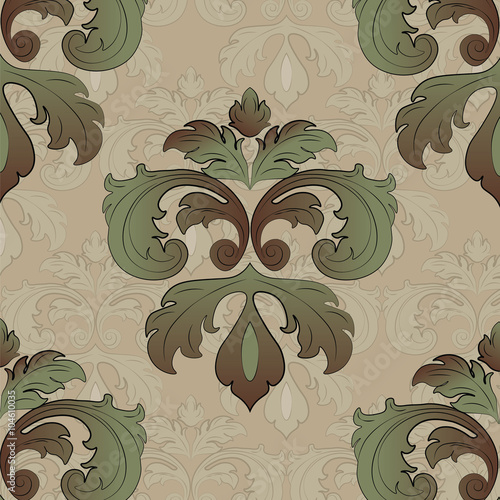 Golden vintage ornaments in beige autumn colors. Vector