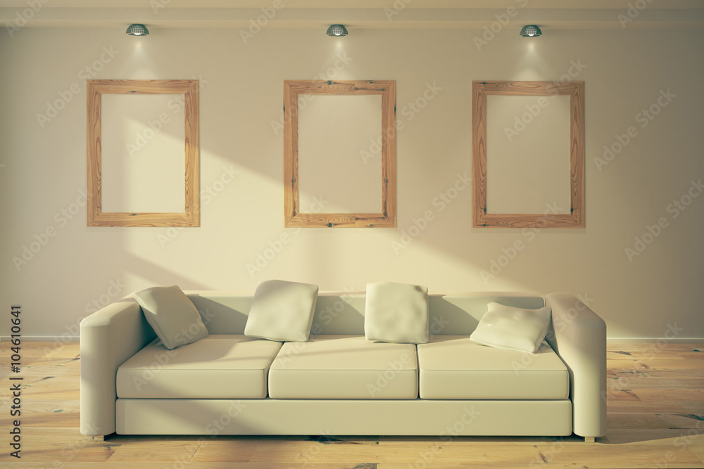 Fototapeta premium blank frames in loft interior