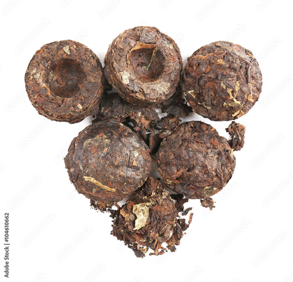 Puer tea, isolated on white Puer tea, isolated on white