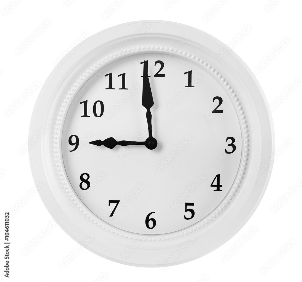 Round wall clock, isolated on white Round wall clock, isolated on white