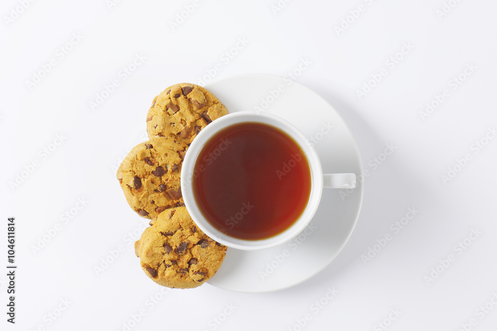 tea and chocolate chip cookies tea and chocolate chip cookies