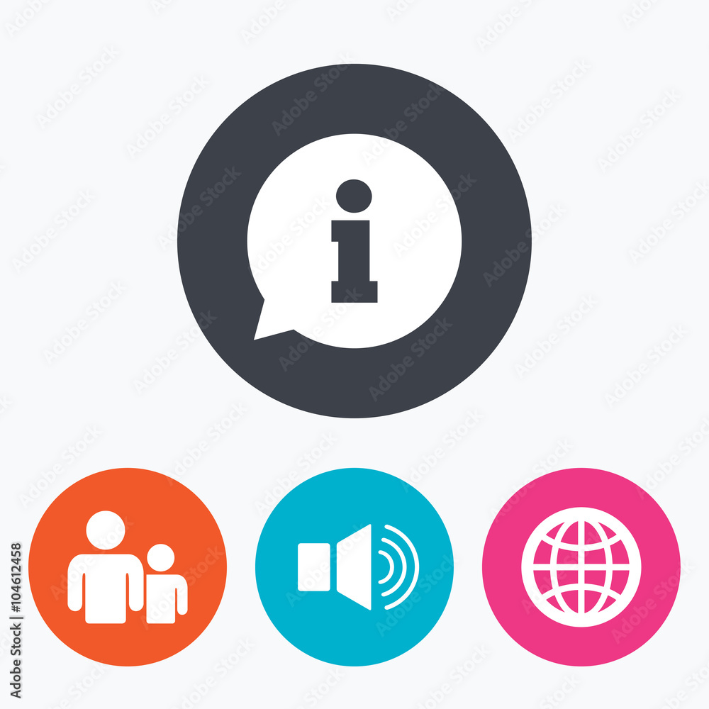Information sign and group. Communication icons. Information sign and group. Communication icons.
