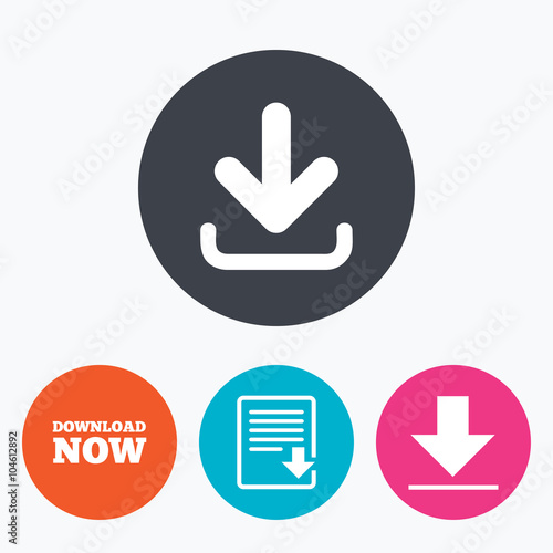 Download now signs. Upload file document icon.