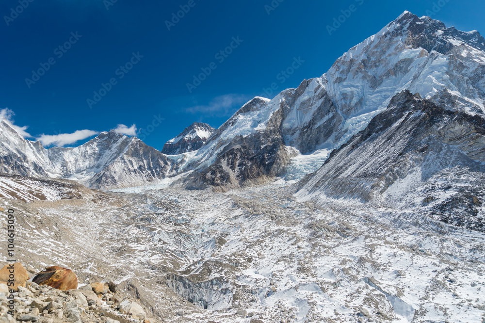 Scenery in the Himalayas near Everest Base Camp, In Nepal.
