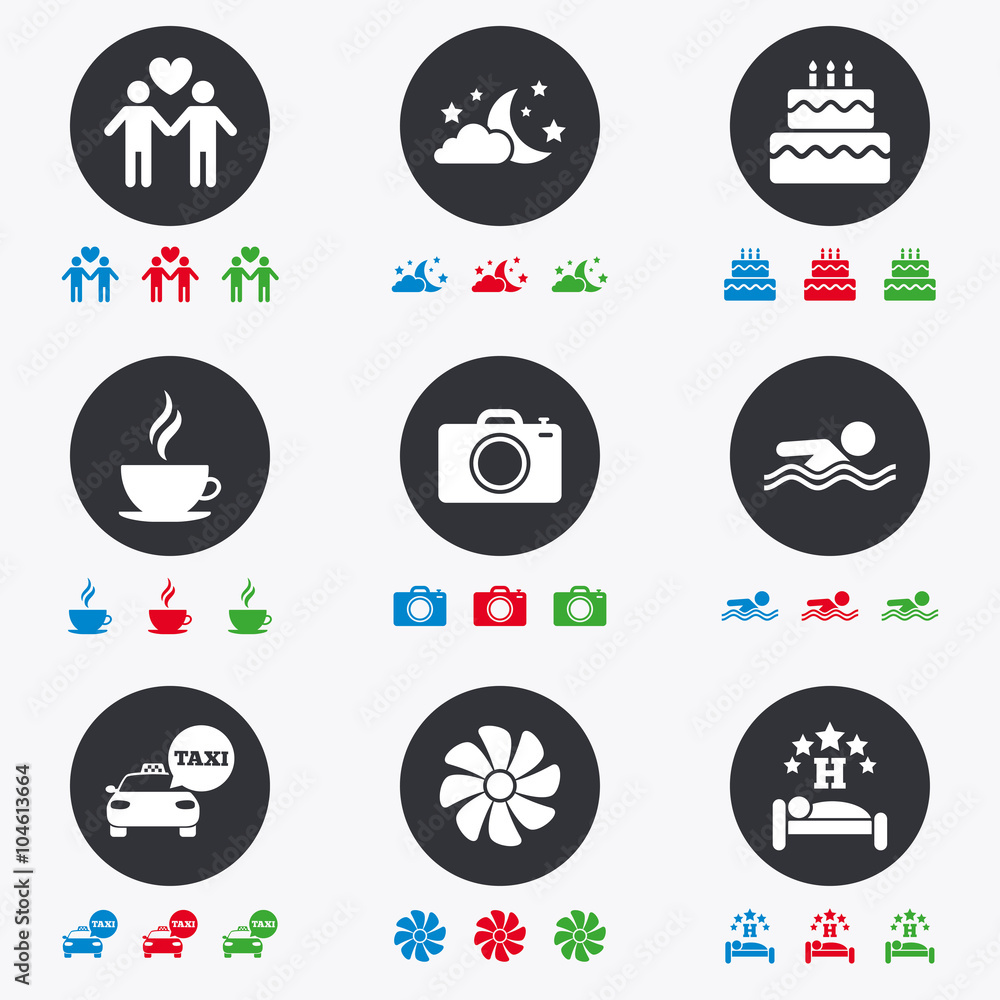 Hotel, apartment service icons. Swimming pool. Hotel, apartment service icons. Swimming pool.