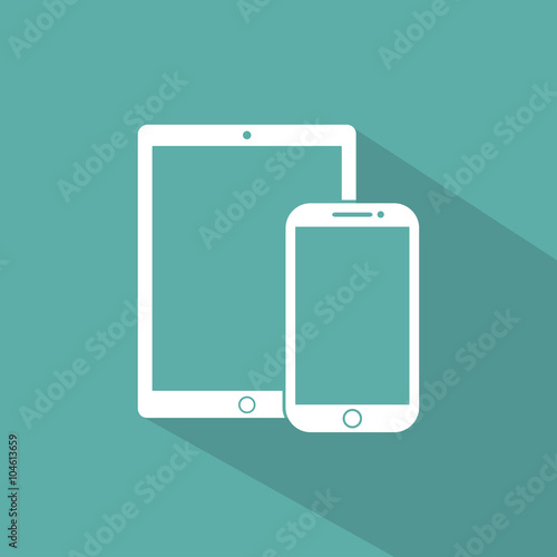 vector illustration phone, tablet silhouettes,icons on background,with empty screen,EPS10