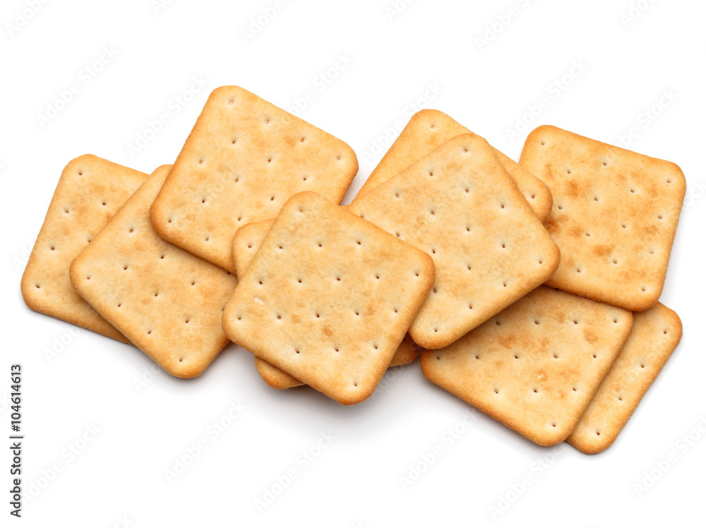 Dry cracker cookies isolated on white background cutout Dry cracker cookies isolated on white background cutout