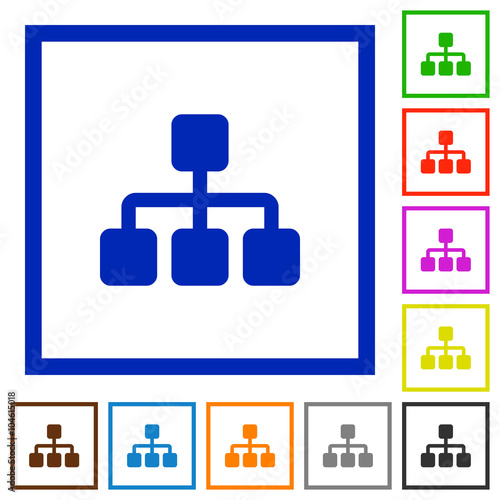 Network framed flat icons
