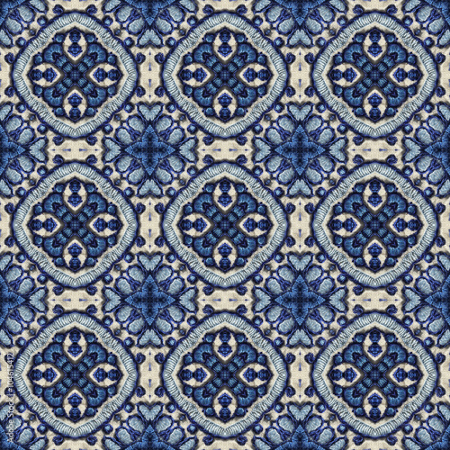 Seamless Embroidery Pattern. Seamlessly repeating wallpaper or textile pattern with embroidery motif. 