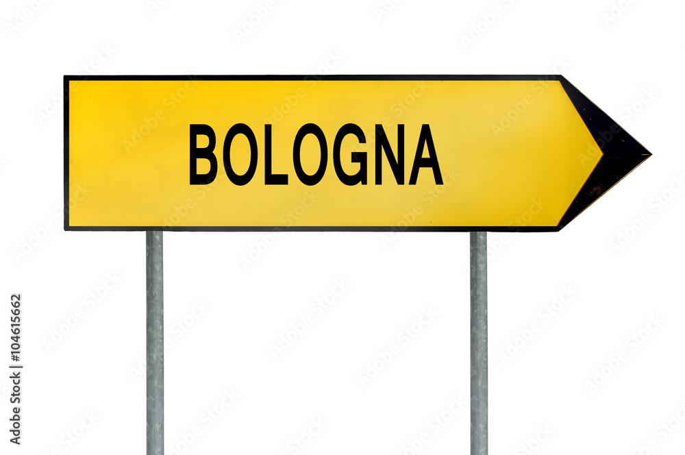 Yellow street concept sign Bologna isolated on white Yellow street concept sign Bologna isolated on white