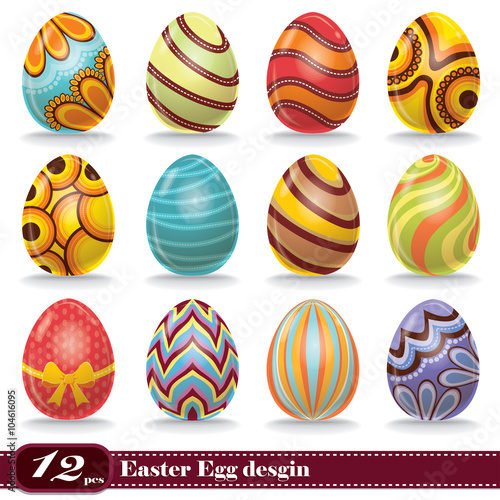 Vintage Easter Egg poster design set