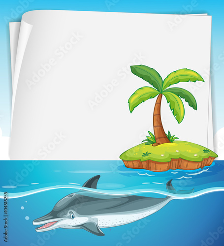 Paper design with dolphin in the sea