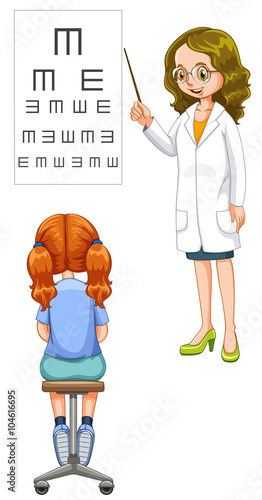 Girl having her eyes checked