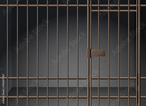 Prison cell with metal bars