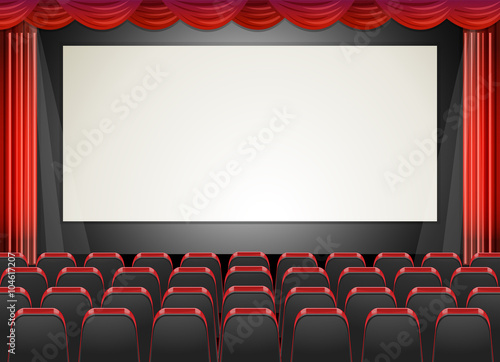 Movie cinema with seats and screen