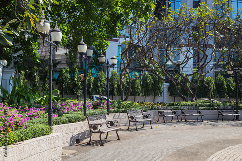 Lighting in the garden Benchasiri Park photo