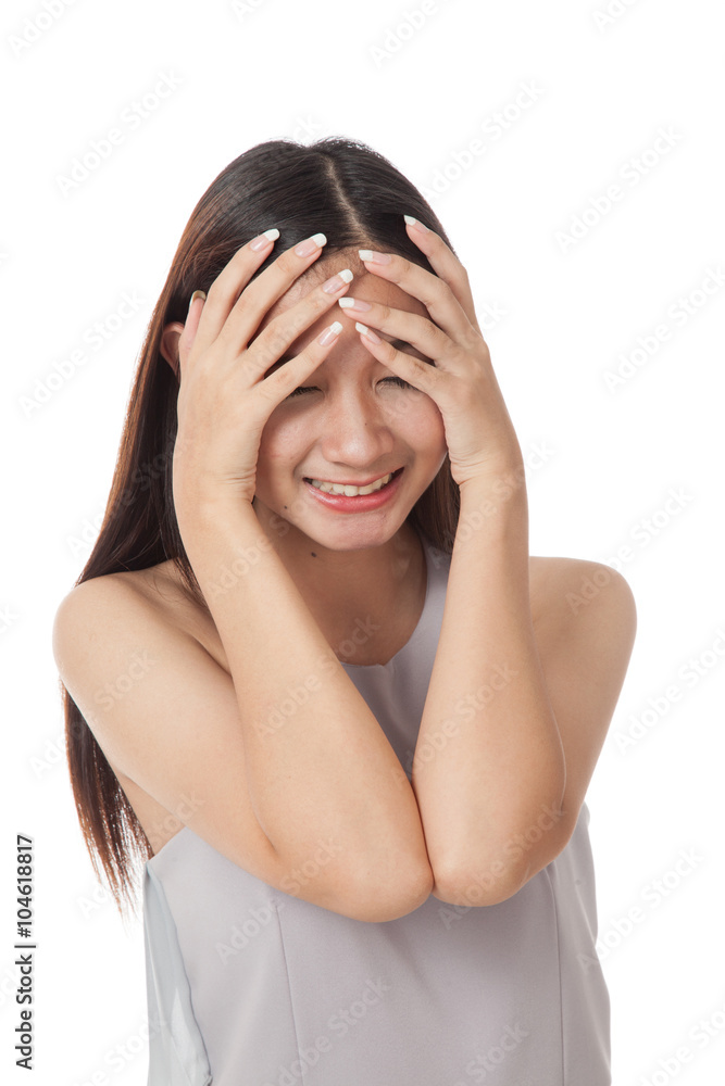 Happy beautiful young Asian woman laughing Happy beautiful young Asian woman laughing