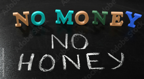 No money no honey concept on a blackboard background