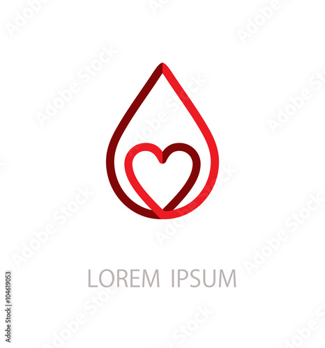 Drop and heart - flat icon.
