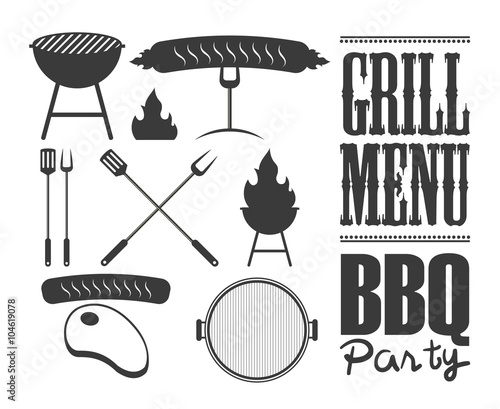 Set of barbecue design element