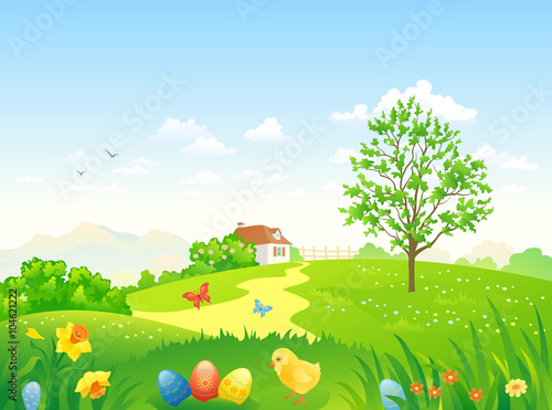 Green Easter countryside