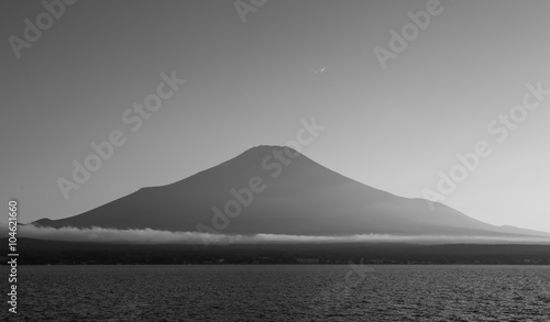 Mountain Fuji and beautiful evening sky at Yamanakako lake   Yamanashi prefecture