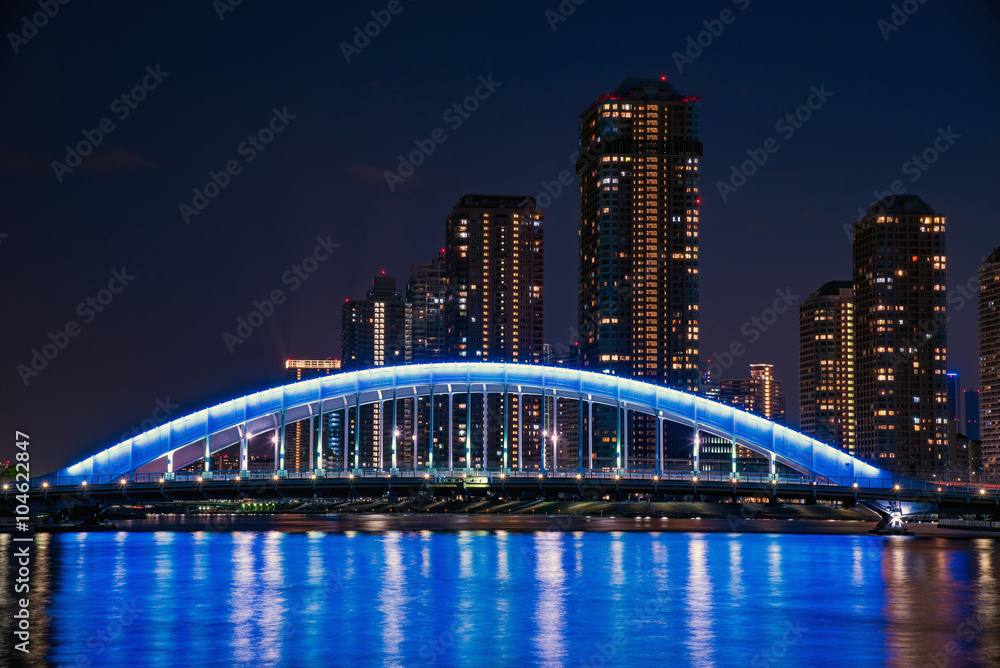 Obraz premium Tokyo Sumida river and Eitai bridge in Japan