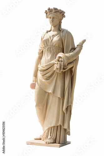 Ancient women statue in white background