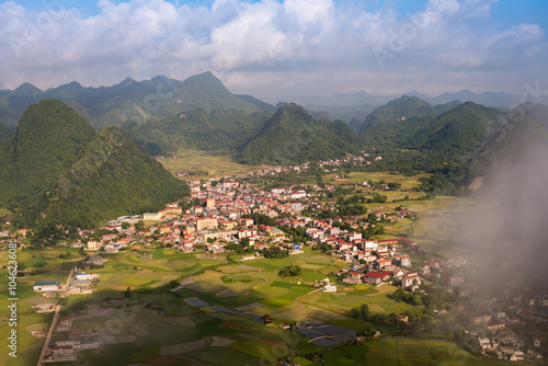 Mountains and rice field in Vietnam photo