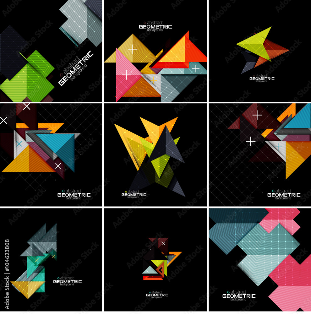 Vector geometrical banner set