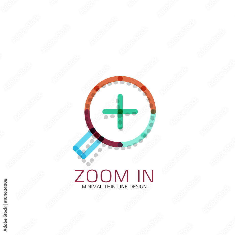 Vector thin line design logo magnifying glass, search and find or zoom logotype concept. Linear minimalistic business icon Vector thin line design logo magnifying glass, search and find or zoom logotype concept. Linear minimalistic business icon