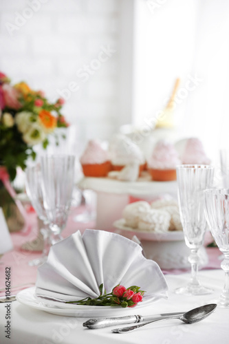 Beautiful served table for wedding or other celebration in restaurant © Africa Studio