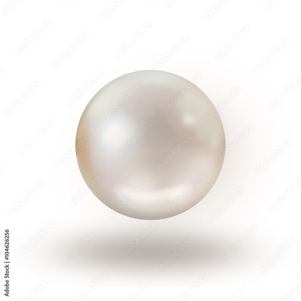Single pearl isolated on white background with drop shadow Single pearl isolated on white background with drop shadow