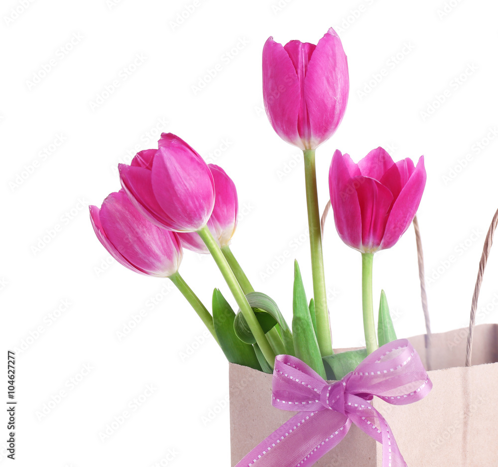 Fototapeta premium Beautiful romantic composition with flowers, isolated on white. St. Valentines Day background