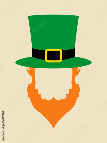 Face symbol of leprechaun with green hat