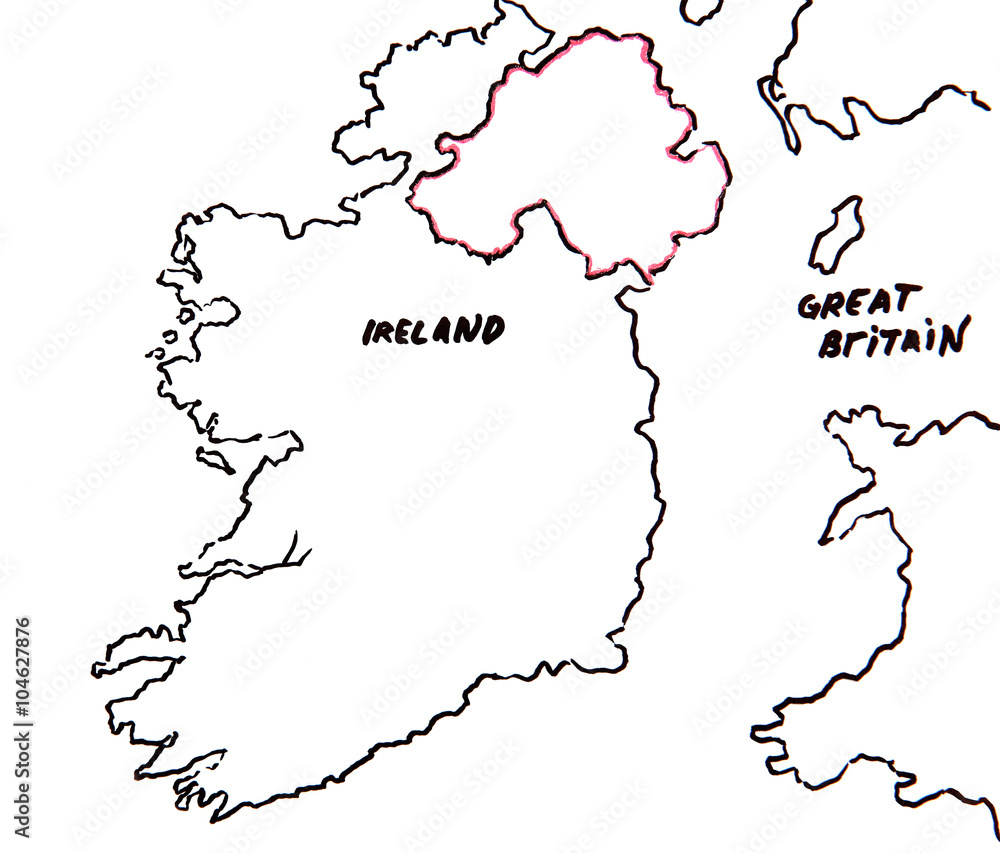 Map of Ireland and United Kingdom - territorial dispute concept