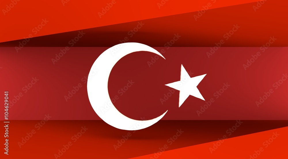 Obraz premium Turkey flag design concept. 3d shapes. Image relative to travel and politic themes