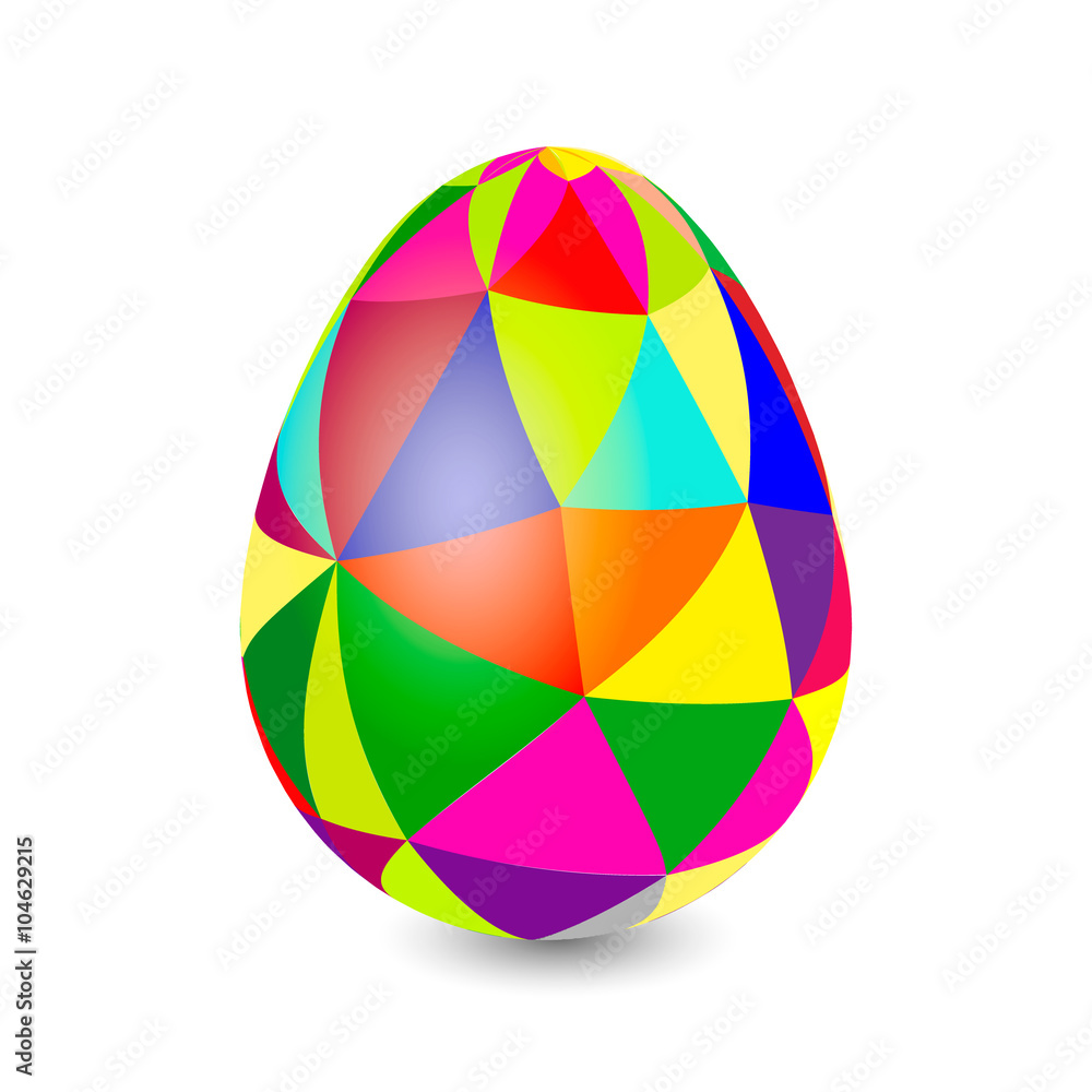Surround the egg with a triangular ornament
The picture with the image of the egg ornaments of multicolored triangles and 3D on a white background
