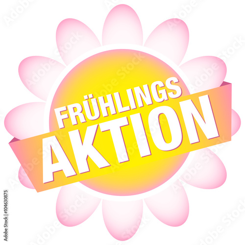 Blumen-Button Banner "Frühlingsaktion" gelb