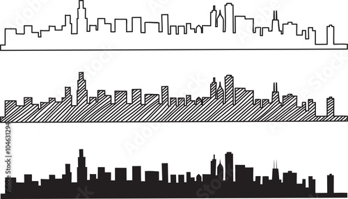 Free hand sketch of Chicago skyline. Vector illustration eps 10.