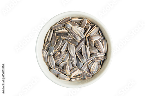 isolated a bowl of sunflower seed on a white background