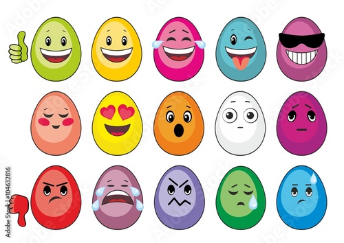 multi-colored Easter eggs in the form of smiles