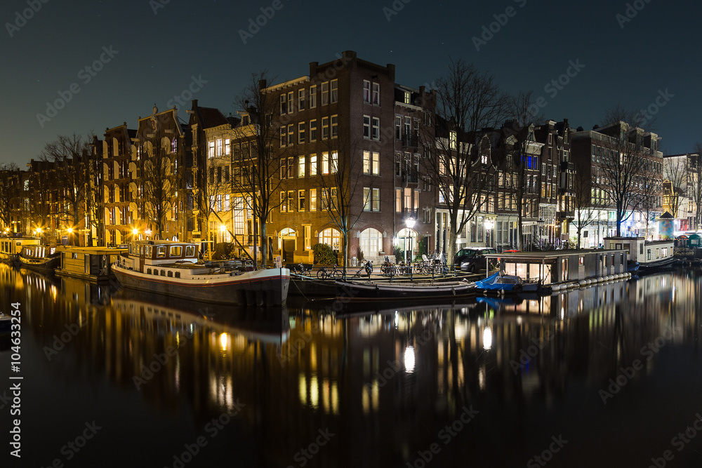 Canals in Amsterdam at Night