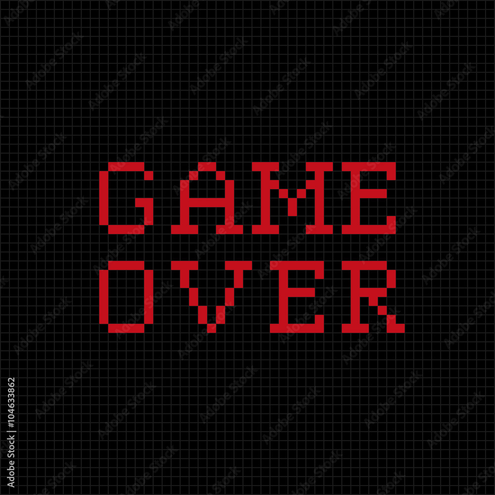 Game over. Vector pixel text message