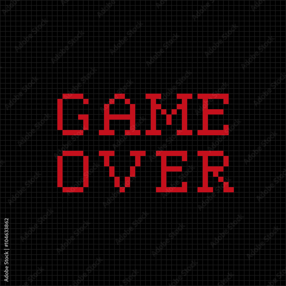 Game over. Vector pixel text message Game over. Vector pixel text message