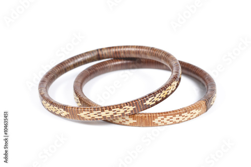 Two rattan bracelets isolated on white