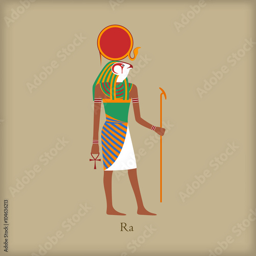Ra, God of the sun icon, flat style 