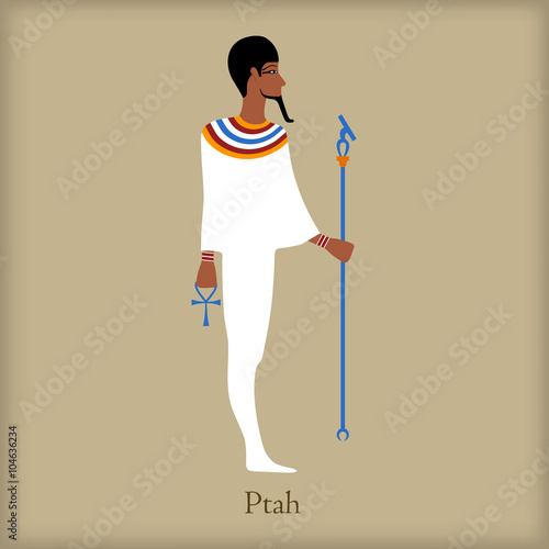 Ptah, God of creation icon, flat style 
