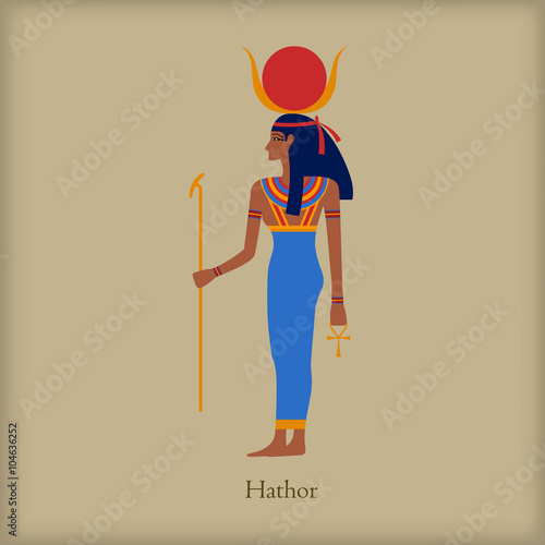 Hathor, Goddess of love icon, flat style